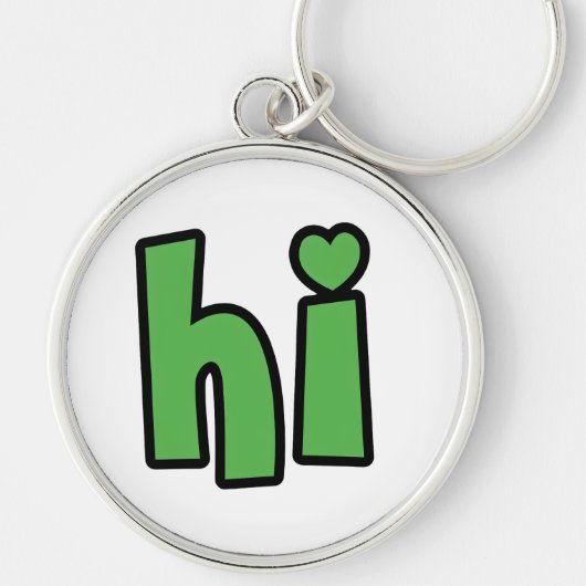 Neon Hello, Heart Included 🌿 Glow-in-the-Dark "Hi Sleutelhanger (Voorkant)