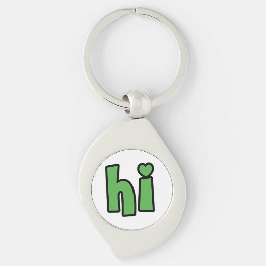 Neon Hello, Heart Included 🌿 Glow-in-the-Dark "Hi Sleutelhanger (Voorkant)