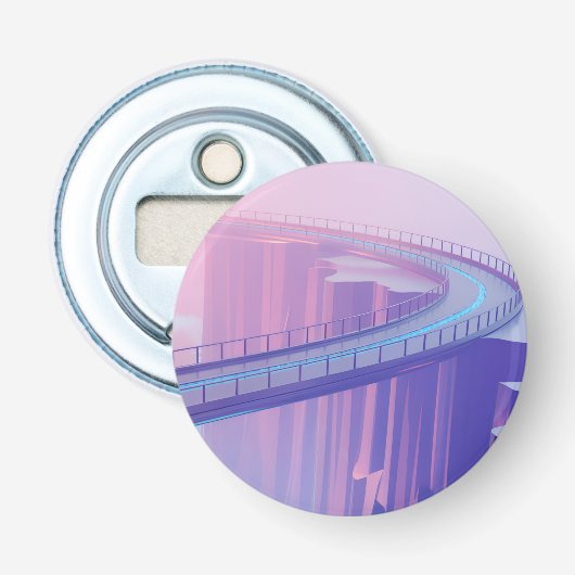 Neon Hemelbrug Droomlandschap Button Flesopener (Voorkant)