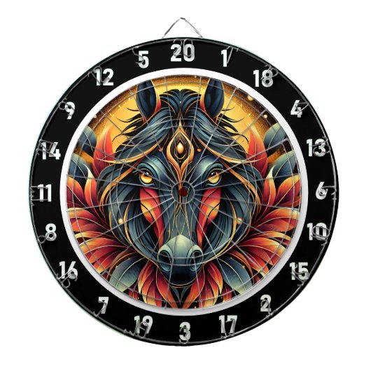 Neon Hengst Oerwoud Vibes Kunstwerk Dartbord (Voorkant)