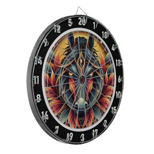 Neon Hengst Oerwoud Vibes Kunstwerk Dartbord (Voorkant Links)