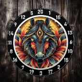 Neon Hengst Oerwoud Vibes Kunstwerk Dartbord