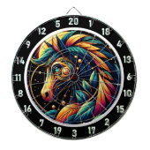 Neon Hengst Tropische Vibes Meesterwerk Dartbord (Voorkant)
