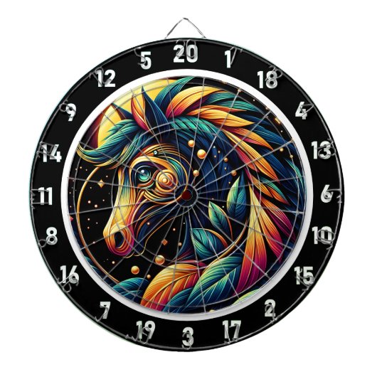 Neon Hengst Tropische Vibes Meesterwerk Dartbord (Voorkant)