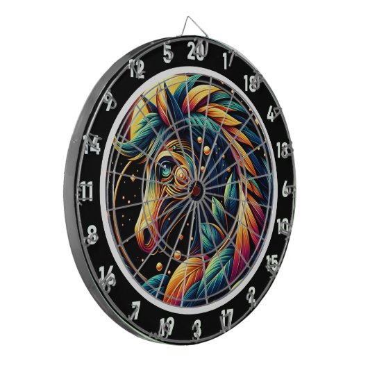 Neon Hengst Tropische Vibes Meesterwerk Dartbord (Voorkant Links)