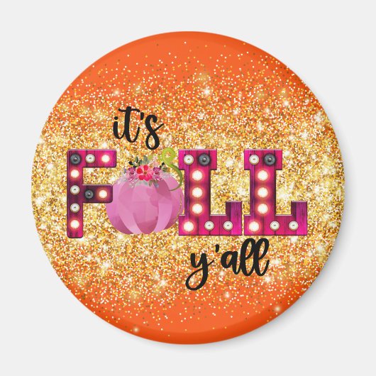 Neon Herfst Autumn past Tekst en Kleur aan Magneet (Voorkant)