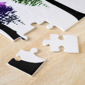 Neon herfst gebladerte op zwarte silhouet bomen legpuzzel (Zijkant)