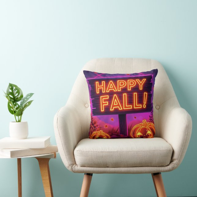 Neon Herfst Mok – Happy Fall Leaves Kussen (Stoel)