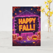 Neon Herfst Wenskaart 5x7 – Fijne Herfstbladeren Kaart (Gele Bloem)