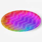 Neon Herringbone Trippie Hippie Rainbow Papieren Bordje (Gekanteld)