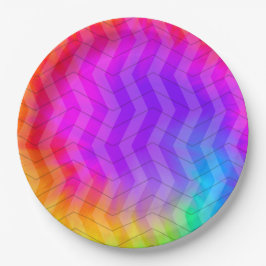 Neon Herringbone Trippie Hippie Rainbow Papieren Bordje