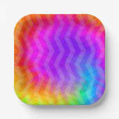 Neon Herringbone Trippie Hippie Rainbow Papieren Bordje (Voorkant)