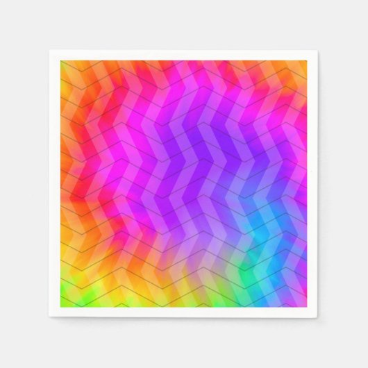 Neon Herringbone Trippie Hippie Rainbow Servet (Voorkant)