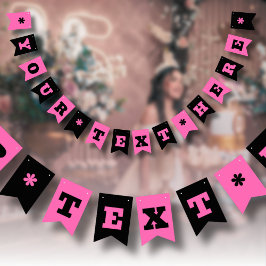 Neon Hete Roze en Zwarte Kleur | Aanpassen Vlaggetjes