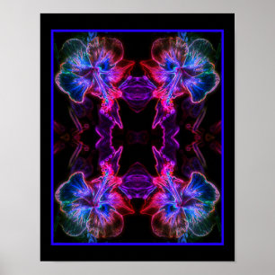Neon Hibiscus Abstract Bloemenkunst Poster
