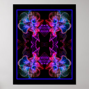 Neon Hibiscus Abstracte Bloemkunst  Poster