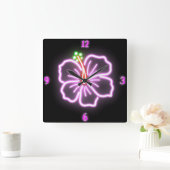 Neon hibiscus wandklok (Huis)