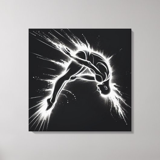 Neon High Diver op zwart Canvas Afdruk (Voorkant)