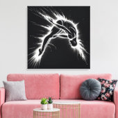 Neon High Diver op zwart Canvas Afdruk (Insitu (Woonkamer))