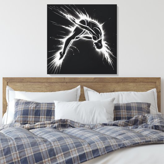 Neon High Diver op zwart Canvas Afdruk (Insitu (Slaapkamer))