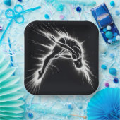 Neon High Diver op zwart Papieren Bordje (Feest)