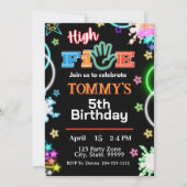 Neon High Five Verjaardag Jongen Uitnodigingen (Voorkant)