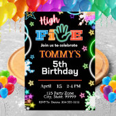 Neon High Five Verjaardag Jongen Uitnodigingen