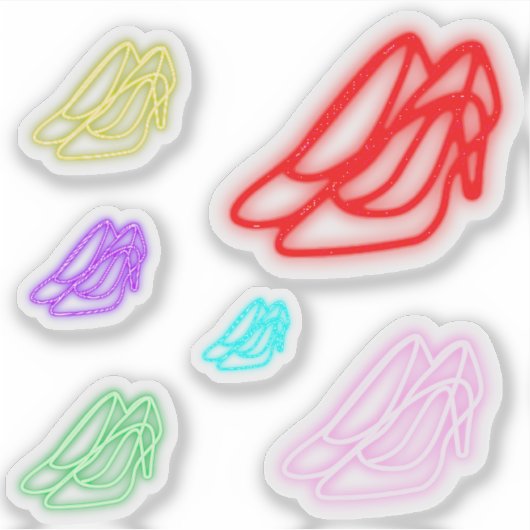 Neon High Hiel Pompen Kleurig Sticker (Voorkant)