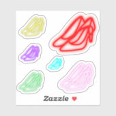 Neon High Hiel Pompen Kleurig Sticker (Vel)