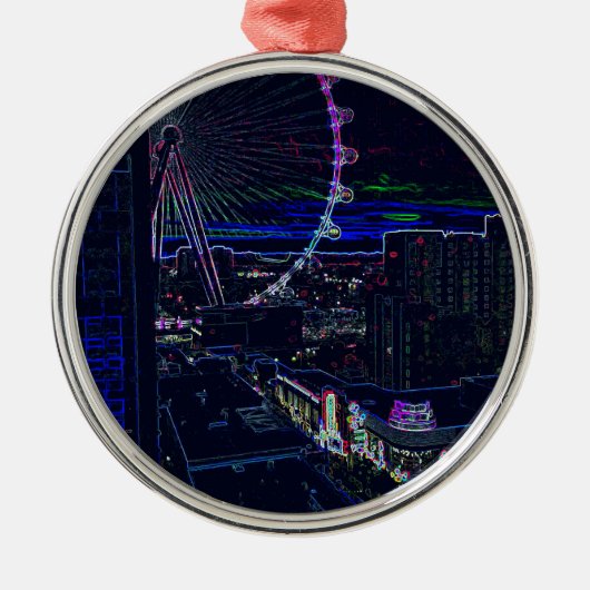 Neon High Roller Ferris Wheel Abstract Vegas Metalen Ornament (Voorkant)