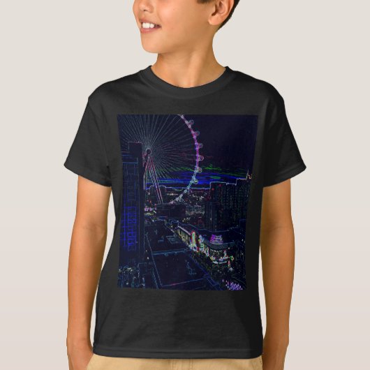 Neon High Roller Ferris Wheel Abstract Vegas T-shirt (Voorkant)