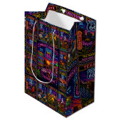 Neon Highway Centennial Collage Presentatie Medium Cadeauzakje (Voorkant Gekanteld)
