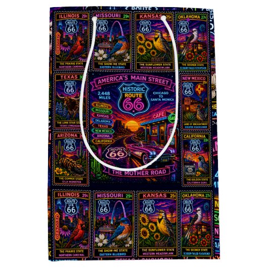 Neon Highway Centennial Collage Presentatie Medium Cadeauzakje (Voorkant)