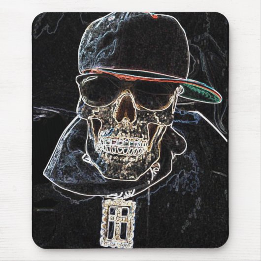 Neon Hip Hop Skull Mousepad Muismat (Voorkant)