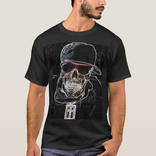 Neon Hip Hop Skull T-Shirt (Voorkant)