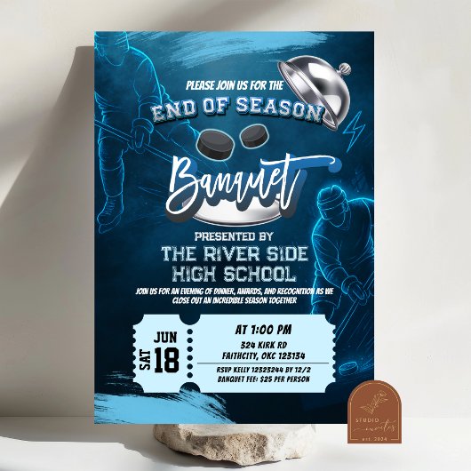 Neon Hockey Einde Seizoen Banket Party Uitnodiging