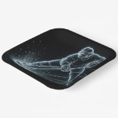 Neon Hockey Player On Ice Papieren Bordje (Gebogen)