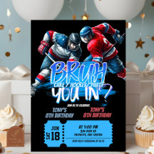 Neon Hockey Tiener Gezamenlijke Verjaardagsuitnodi
