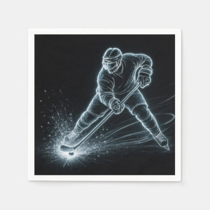 Neon-hockeyspeler op het ijs servet