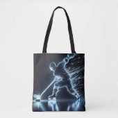 Neon hockeyspeler op ijs tote bag (Voorkant)