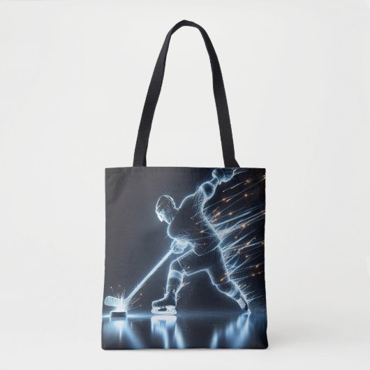 Neon hockeyspeler op ijs tote bag (Voorkant)