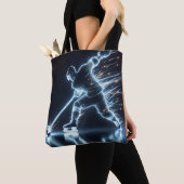 Neon hockeyspeler op ijs tote bag (Dichtbij)