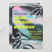 Neon holografische getextureerde futuristische ver kaart (Voorkant / Achterkant)