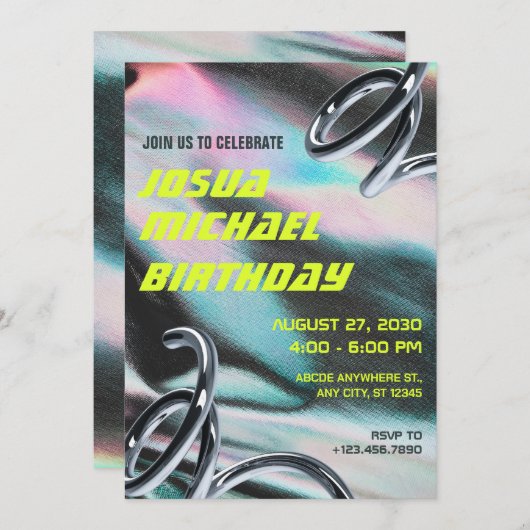 Neon holografische getextureerde futuristische ver kaart (Voorkant / Achterkant)