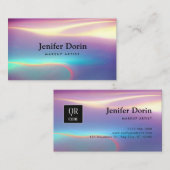 Neon holografische moderne texturen QR-code Visitekaartje (Voorkant / Achterkant)