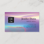 Neon holografische moderne texturen QR-code Visitekaartje (Achterkant)