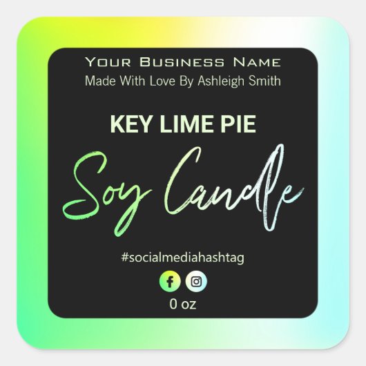 Neon Holografische Soja Kaars Labels (Voorkant)