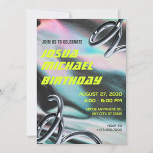 Neon holografische textuur futuristische verjaarda kaart