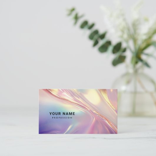 Neon holografische vloeibare texturen QR-code Visitekaartje (Staand voorkant)