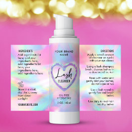Neon Holographic Girly Lash Cleanser Bottle Label